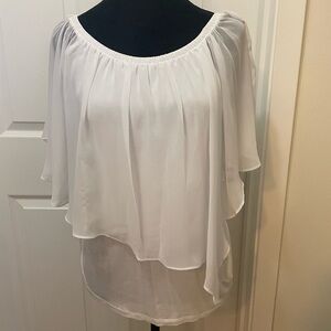 White lined frilly top